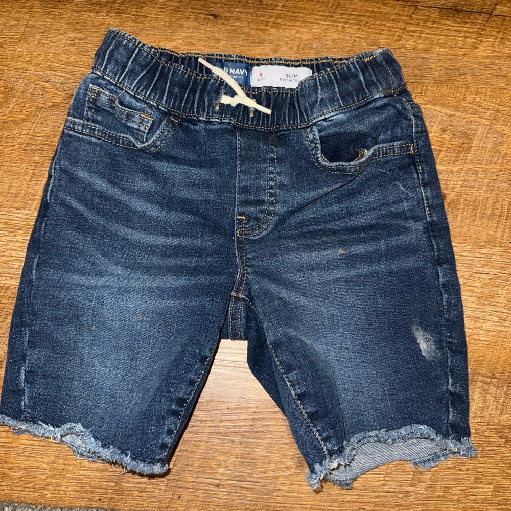 Old Navy Kids Frayed Hem Denim Shorts - Dark Blue